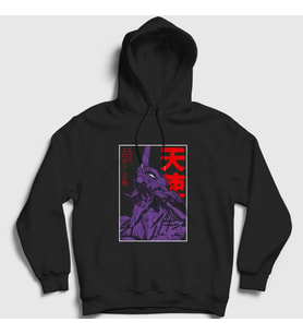 Presmono Unisex Siyah Eva 01 V2 Neon Genesis Evangelion Anime Kapüşonlu Sweatshirt 420861tt