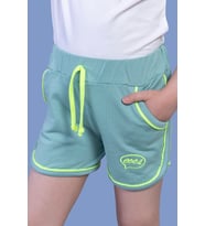 Toontoy Kız Çocuk Beli Lastikli İki Yanı Cepli Nakışlı Şort (Yeşil)