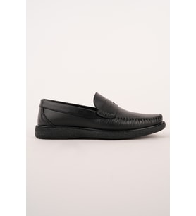 Muggo GENTZ Hakiki Deri Rahat Taban Erkek Günlük Klasik Loafer Ayakkabı (Siyah)