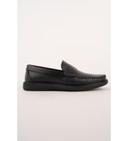 Muggo GENTZ Hakiki Deri Rahat Taban Erkek Günlük Klasik Loafer Ayakkabı (Siyah)