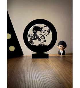 Cedric ve Chen Silüeti Led Masa Lambası Ahşap