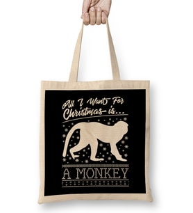 All I Want For Christmas Is A Monkey Knit Pattern Bez Çanta Uzun Saplı