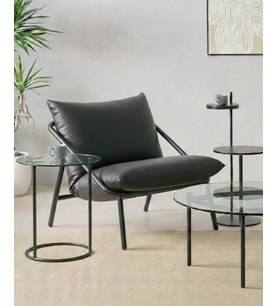 SLLER Oval Köşeli Dekoratif Berjer-Portatif Metal İskeletli Berjer- Şık Berjer (Siyah)