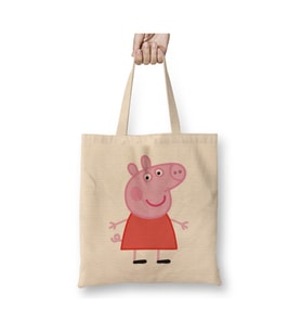 Peppa Pig Beyaz Bez Çanta Uzun Saplı Alışveriş Çantası Plaj Çantası