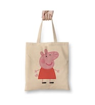 Peppa Pig Beyaz Bez Çanta Uzun Saplı Alışveriş Çantası Plaj Çantası