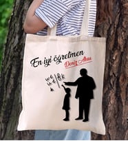 BK Gift Kişiye Özel Öğretmenler Günü Tasarımlı Kanvas Bez Çanta- 6, Öğretmene Hediye, Öğretmenler Günü