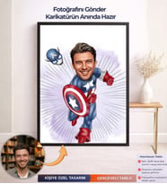 Kişiye Özel Süper Kahraman Karikatür Çerçeveli Tablo ,Kişiye Özel Çerçeveli Tablo,Kişiye Özel Hediye (Çok Renkli)
