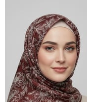 İpekal Mono Organik Pamuk Eşarp -  06248 (Beyaz - Bordo)