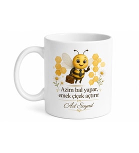 İsme Özel Çalışan Arı Memur Yazılı Kupa Bardak Hediye
