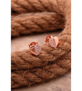 Kalp Mini Rose Gümüş Küpe 6208