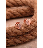 Kalp Mini Rose Gümüş Küpe 6208
