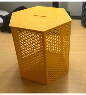 3D Baskı Petek Desenli Altıgen Kumbara Bal Peteği Dokulu Dekoratif Para Biriktirme Kutusu 12x12,5 cm