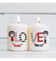 Kişiye Özel LOVE İsme Özel Tasarım 2li Mum Seti