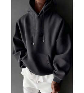 Regular Kapüşonlu Sweatshirt Erkek Unisex 3 İplik Şardonlu %100 Pamuk Basic Hoodie