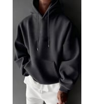 Regular Kapüşonlu Sweatshirt Erkek Unisex 3 İplik Şardonlu %100 Pamuk Basic Hoodie