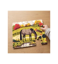 Bahçede At Tasarımlı 24 Parça Ahşap Çocuk Puzzle MPK0775