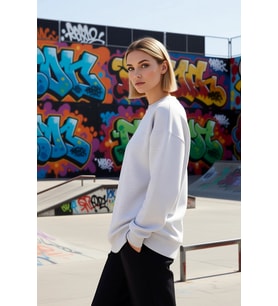 Kadın Bisiklet Yaka Düşük Kol Oversize Kalın Örme Sweatshirt Fonksiyonel Dayanıklı Estetik