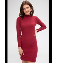 Fantezia Night Kadın Siyah Kaşkorse Balıkçı Yaka Uzun Kollu Bodycon Mini Elbise