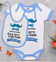 BK Kids Sünnet Tasarımlı Mavi Bebek Body Zıbın ve Mama Önlüğü Hediye Seti-7