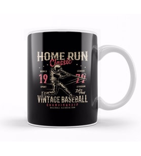 Home Run Vintage Baseball Championship Kupa Bardak Porselen