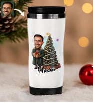 BK Gift Kişiye Özel Erkek Yılbaşı Karikatürlü Çelik Termos Bardak - 6, Yılbaşı Hediyesi, Yeni Yıl Hediyesi