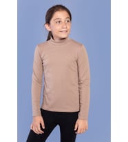 Toontoy Kız Çocuk Nakışlı Balıkçı Yaka Okul Tişörtü (Kahverengi)