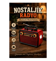 Nostaljik Ahşap Radyo Bluetooth LED Destekli Vintage Müzik Kutusu