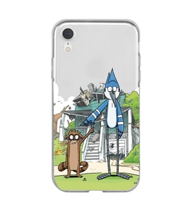 Iphone XR Uyumlu Mordecai ve Rigby Tasarımlı Şeffaf Telefon Kılıfı