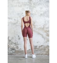 Koyu Rose Arkası Büzgülü ( Scrunch Butt ) Spor Şort Tayt Tulum