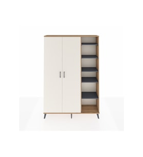Arges Dolap 7 Raflı 2 Kapaklı Tek Askılı 132x30x195 Çam-Aytaşı/Antrasit