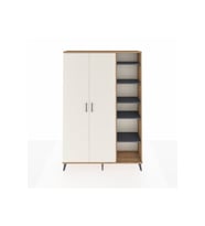 Arges Dolap 7 Raflı 2 Kapaklı Tek Askılı 132x30x195 Çam-Aytaşı/Antrasit