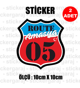 05 amasya memleket rota gidiş etiket sticker çıkartma - 2 adet - motosiklet araba otomobil kamyon kamyonet cam uyumlu
