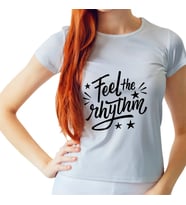 Feel The Rhythm Siyah Kadın Tişört (Beyaz)