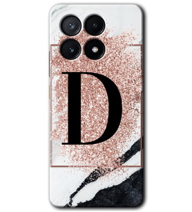 Poco x6 Pro Kılıf HD Desen Baskılı Kılıf - Pembe Mermer Desenli D Harfi