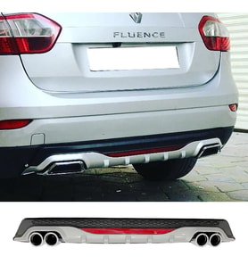 Renault Fluence Gri Difüzör Difizör Yuvarlak Egzoz Görünüm Reflektörlü