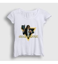 Presmono Kadın Beyaz Welcome Alice Cooper T-Shirt 500508tt (Beyaz)