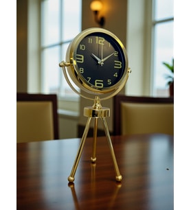 Vintage Prestige Üç Ayaklı Metal Masa Saati (Kahverengi Açık)