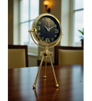 Vintage Prestige Üç Ayaklı Metal Masa Saati (Kahverengi Açık)