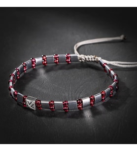 Bordo Granat Lal Hematit Doğal Taş Erkek Makrome Bileklik