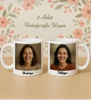 BK Gift Kişiye Özel Anne&Çocuk Fotoğraflı 2'li Beyaz Kupa Bardak-1, Anneye Hediye Anneler Günü Hediyesi, Arkadaşa Hediye, Sevgiliye Hediye