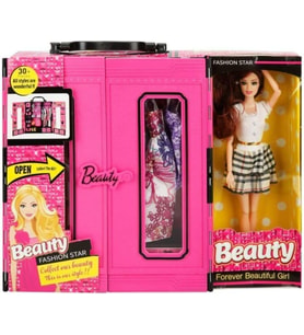 Beauty Bebekli Elbiseli Aksesuarlı Gardrop 30 Parça, Çok Renkli