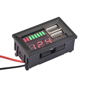 DİGİTAL AKÜ DİJİTAL VOLTAJ SEVİYE ÖLÇER 12V 2X USB CIKISLI POWERMASTER PM-23278