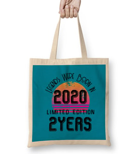 2020 Birthday Gift - Made, Born in 2020 Gift - 2   Year Old Birthday Gift Vintage Style Bez Çanta Uzun Saplı