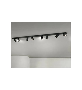 Modern Siyah Metal 150 cm GU10 LED Spot Avize Sekizli 8 liHareketli Başlık Tasarruflu Tavan Avize