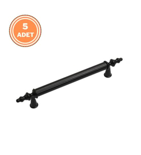 5 Adet Öyküm Alm. Çizgili 128 mm Mat Siyah Mobilya Dolap Kulp 