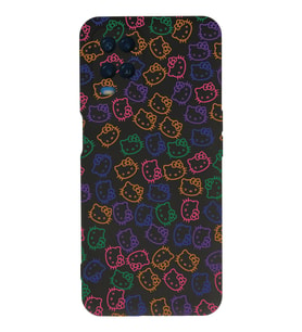 Oppo A16 Uyumlu Lansman Kılıf Hello Kitty Tasarımlı İçi Kadife Kapak-Siyah (Şeffaf)