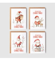 8’li Yılbaşı Noel Baba Kartpostal Seti, Mutlu Yıllar Kartı, Yeni Yıl Kartları
