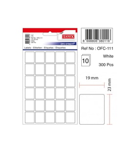 Tanex Ofis Etiketi Poşetli 19x23 MM Beyaz (10 Lu Paket) (Karışık)