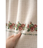GÜL Kanaviçeli Koltuk Örtüsü 350x180 ( 2 KIRLENT KILIFI HEDIYELI) (Turuncu)