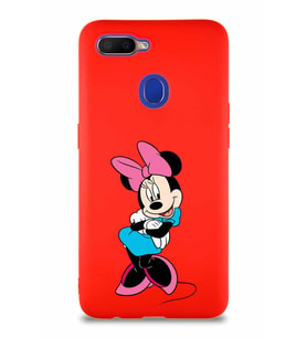 Oppo AX7 Soft Premier Kapak Minnie Mouse-D Tasarımlı Silikon Kılıf - Kırmızı (Şeffaf)